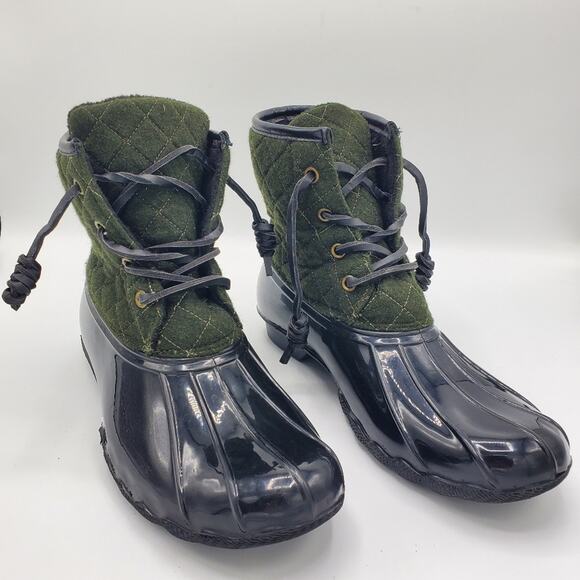 Seven7 Wool Goose Quilted Water Resistant Duck Bootie Boot Shoe Green Women's 8 - Picture 2 of 8